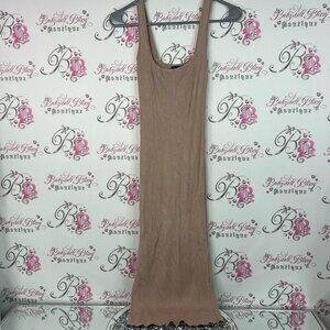 Dynamite dress leg slit stretchy tight bodycon Ribbed Knit in Taupe